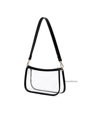 Clear Purse Stadium Approved Transparent Tote PVC Plastic Gold Hardware Handbag